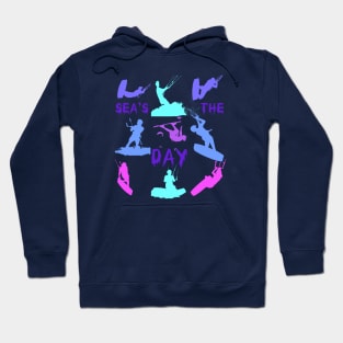 Kitesurfer Silhouette Pattern With Seas The Day Quote Hoodie